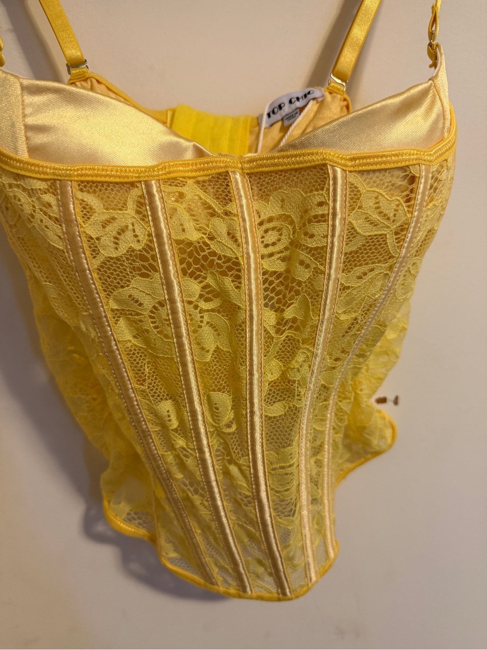 Yellow Lace Bustier Corset Crop Top By Top Chic Size Small BNWT